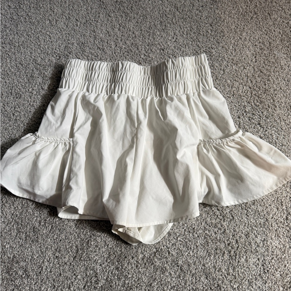 White Women's Ruffled Shorts